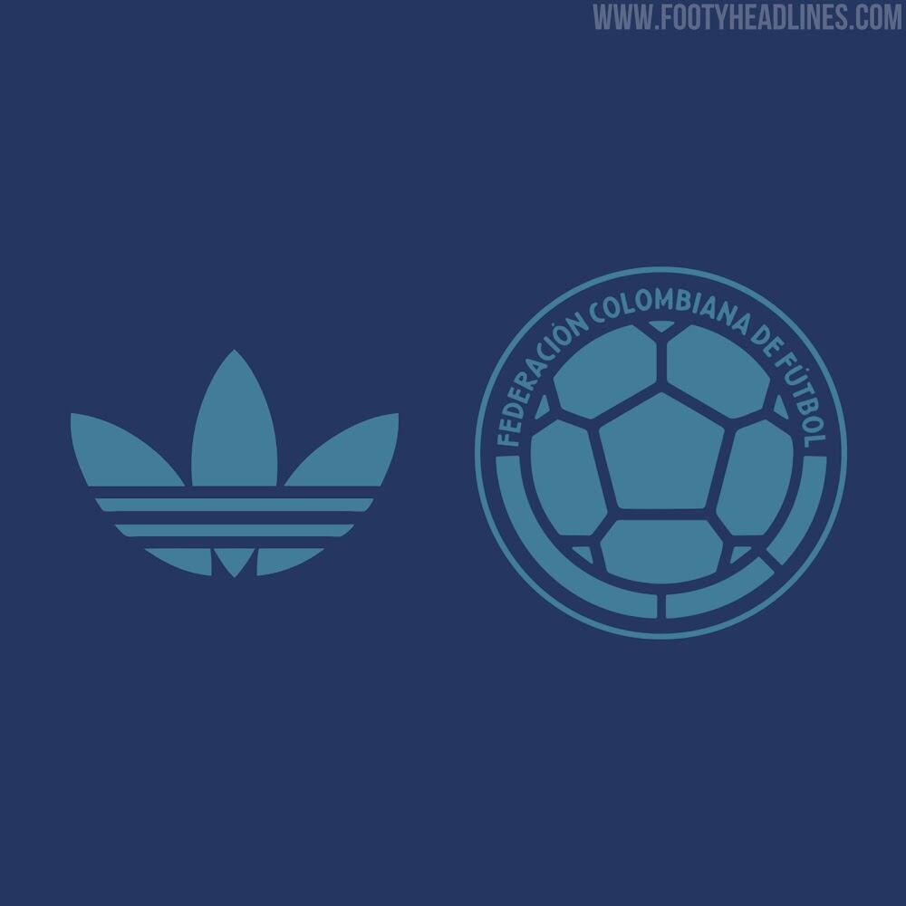 La camiseta de la selección Colombia combinará dos tonalidades de azul y el viejo logo de la marca Adidas - crédito Footy Headlines