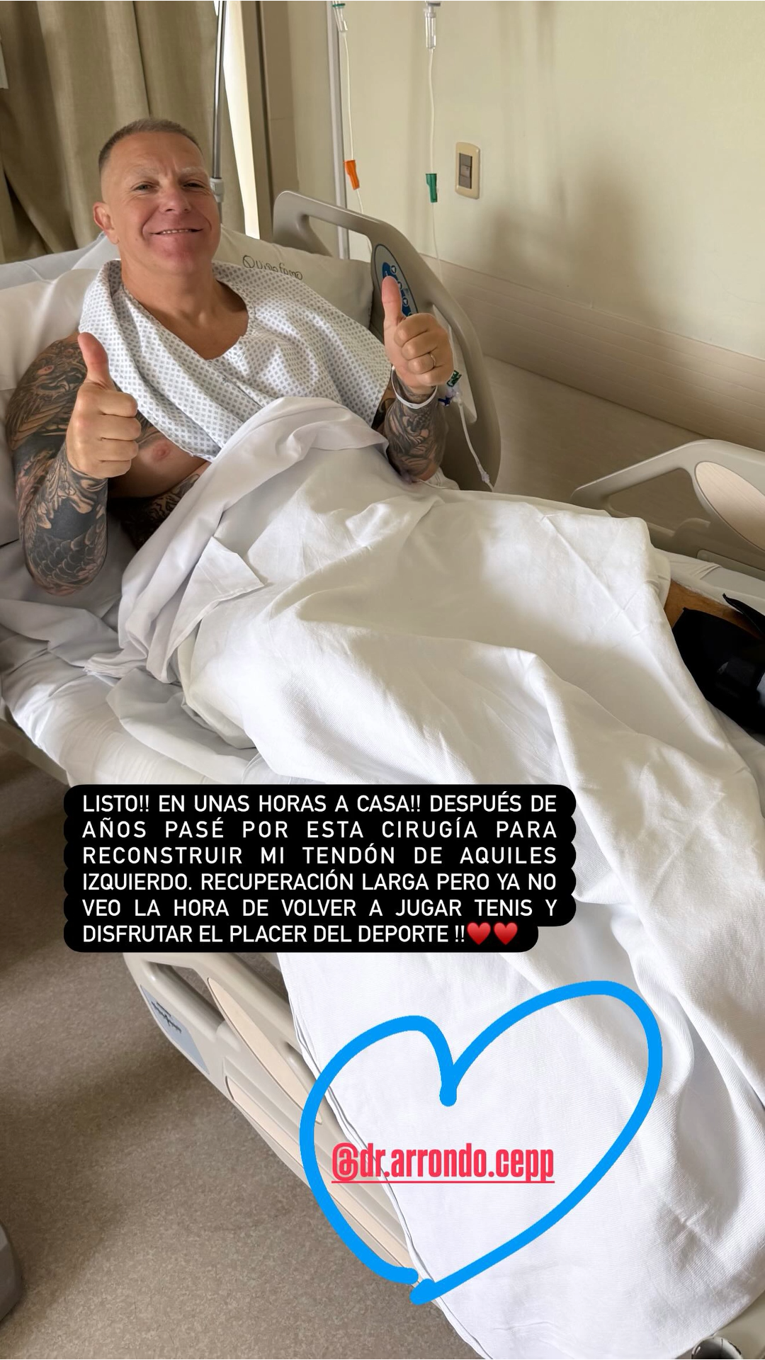 El posteo, tras la operación