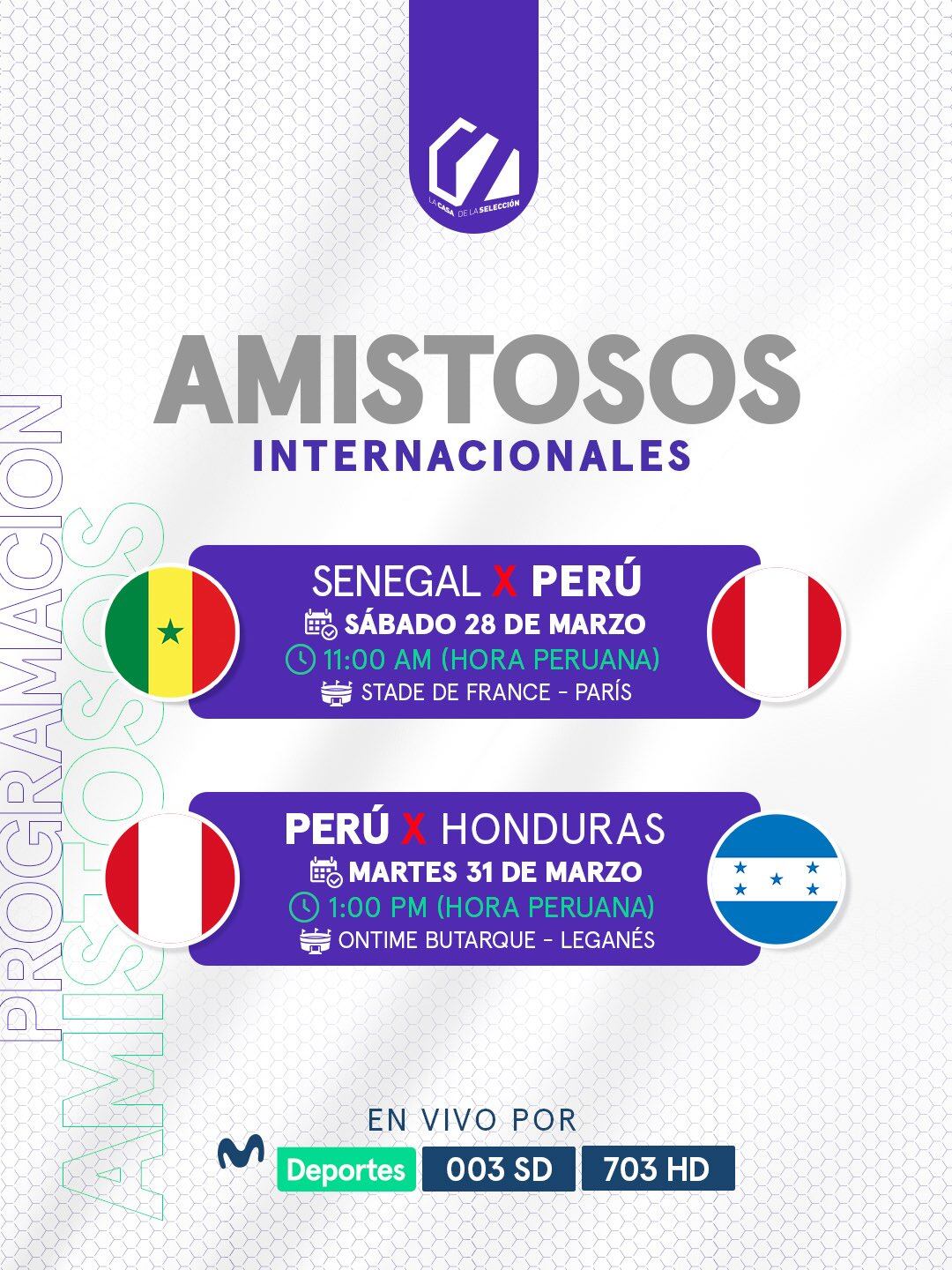 Movistar Deportes transmitirá el Perú vs Senegal por cable.