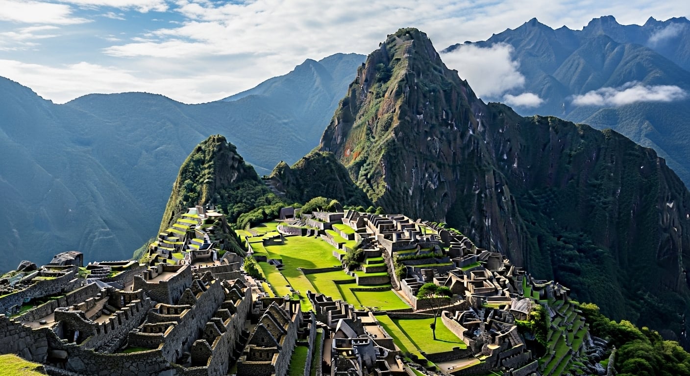 Vista panorámica de la ciudadela inca de Machu Picchu, ubicada en la cima de una montaña en la región de Cusco, Perú. La imagen muestra las impresionantes ruinas arqueológicas rodeadas de exuberantes montañas y cielos parcialmente nublados, destacando la majestuosidad y el misterio de este Patrimonio de la Humanidad. (Imagen Ilustrativa Infobae)