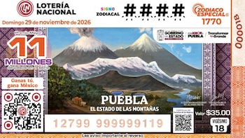 La Lotería Nacional presenta un billete dedicado a las cinco montañas de Puebla