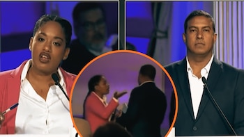 Rosangella Barbarán encaró al secretario de Juntos Por el Perú detrás de cámaras en el Debate Técnico 2026
