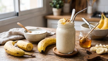 Receta de licuado de banana, yogur griego y miel, rápida y fácil