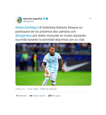 Tuit argentina Pereyra