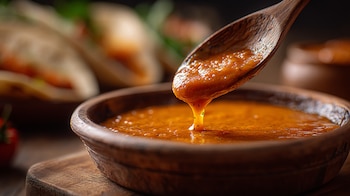 Salsa taquera roja y espesa servida en un recipiente pequeño. — (Imagen Ilustrativa Infobae)