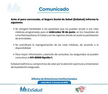 Comunicado de EsSalud