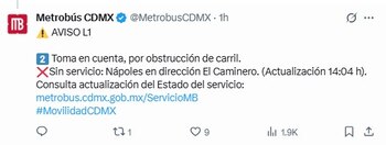Actualización del servicio de Metrobús,