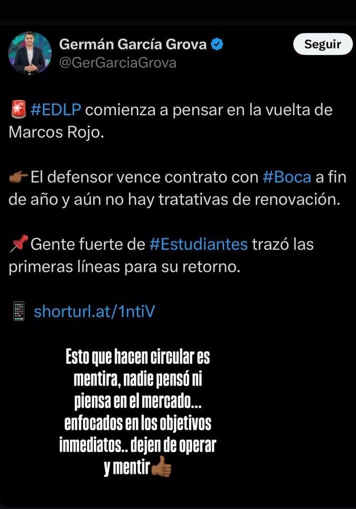 El posteo de Sebastián Verón desmintió el interés por Marcos Rojo (Instagram)