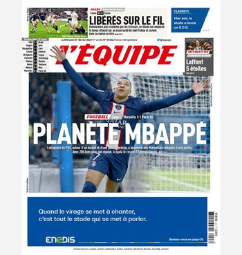 "Planeta Mbappé", seleccionó L'Equipe como