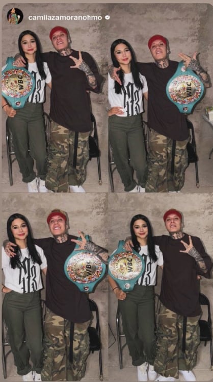 La joven pugilista publicó esta foto en compañía del rapero. (IG Camila Zamorano)