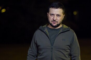 Ukraine's President Volodymyr Zelenskiy addresses