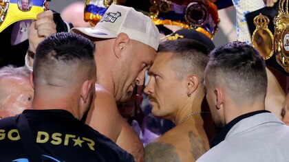 El tenso cara a cara entre Tyson Fury y Oleksandr Usyk antes de la gran pelea que paraliza al mundo del boxeo: “Voy a dejarlo con la espalda en la lona”