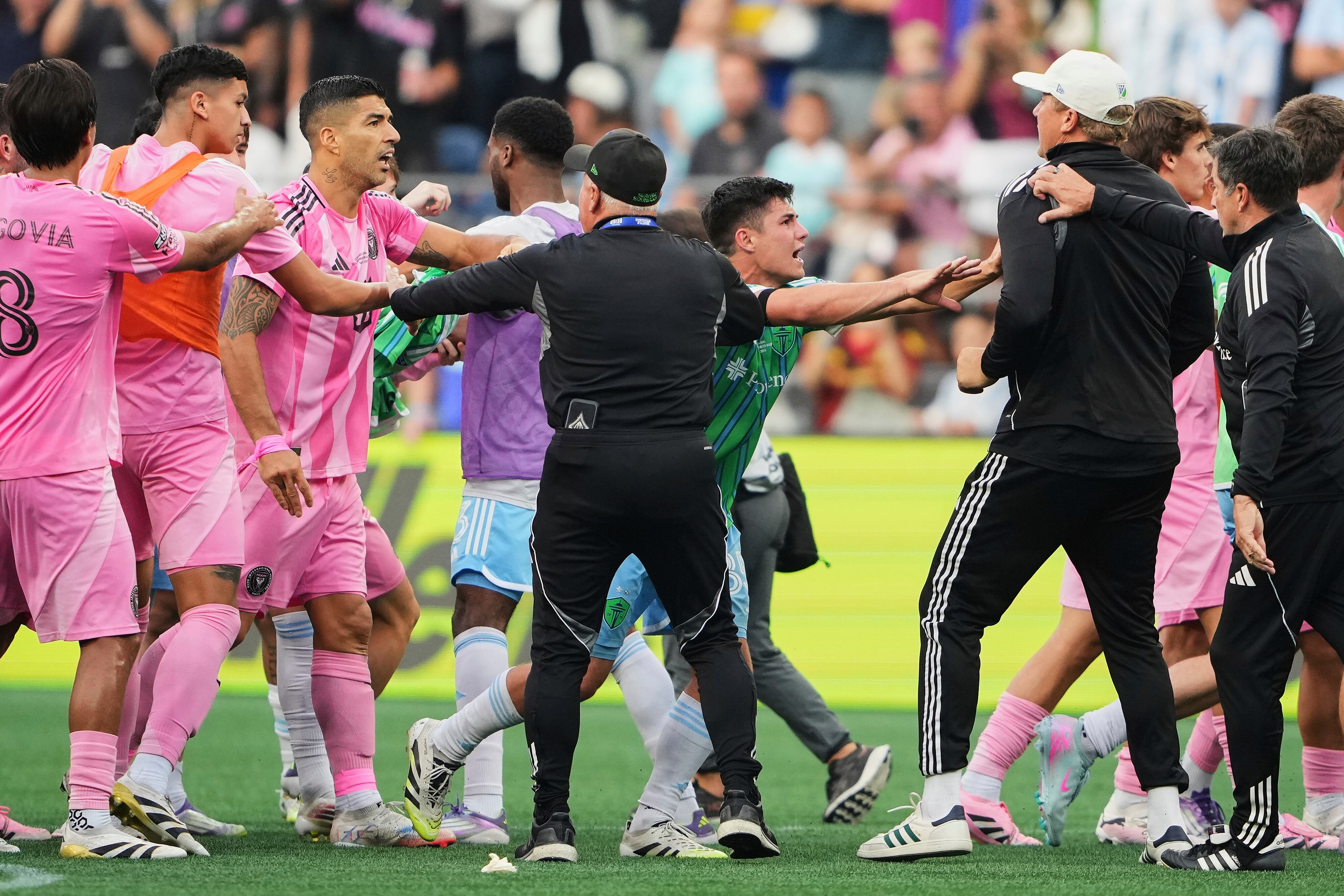 Luis Suárez recibió una sanción de seis partidos sin poder jugar en la Leagues Cup (AP Foto/Lindsey Wasson)