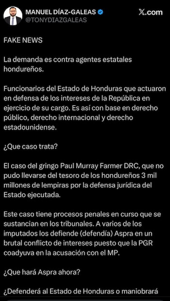 Díaz Galeas defendió la legalidad