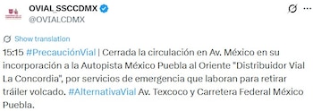 Autoridades reportan el accidente.