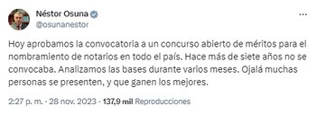 Néstor Osuna anunció concurso de