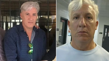 Dos fotografías compuestas de Fernando Armando Valdés Pérez, un hombre con cabello canoso y camisa azul