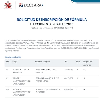 Solicitud de inscripción de la