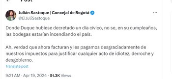 Julián Sastoque dice que "las