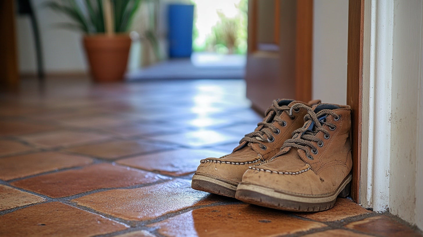 Sacarse las zapatillas al entrar al hogar reduce el ingreso de microorganismos, alérgenos y contaminantes hacia los pisos interiores (Imagen Ilustrativa Infobae)