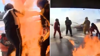 Momento dramático en el TC: el incendio de un auto cuyas llamas llegaron a los boxes en San Juan