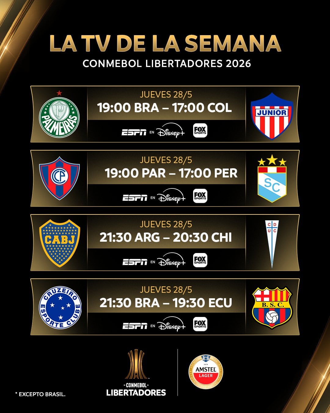 Canal TV del Cerro Porteño x Sporting Cristal pela Copa Libertadores 2026. - créditos: Conmebol