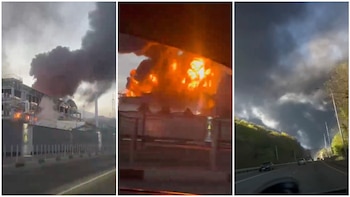 Un ataque ucraniano desató un gran incendio en la refinería de Tuapsé y desencadenó la represalia rusa sobre Kiev