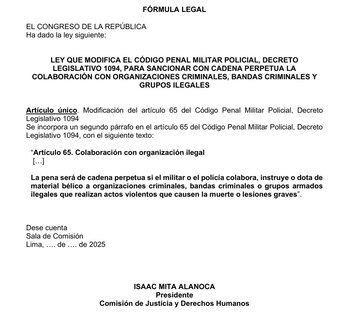 Proyecto para incrementar pena para