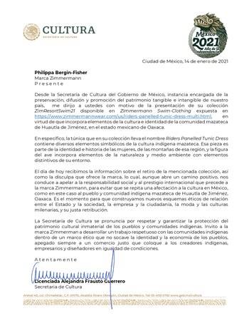 Alejandra Frausto pidió a la