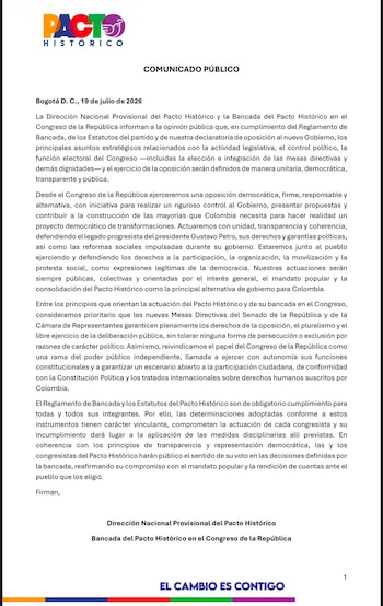 Pacto Histórico - crédito @MafeCarrascal/X