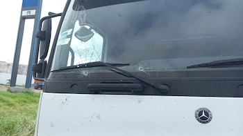 El parabrisas del camión con