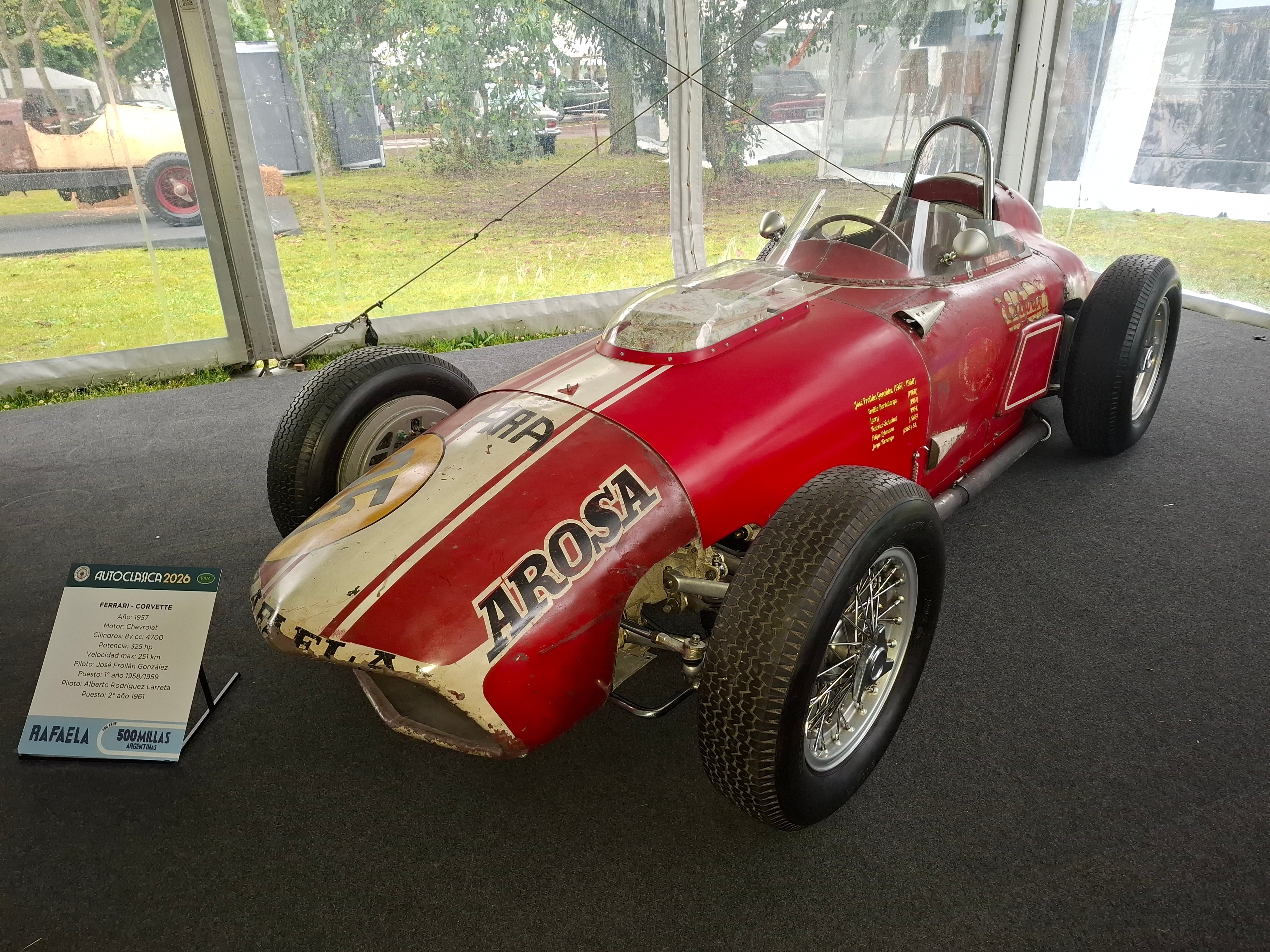 La Ferrari-Corvette con la que José Froilán González ganó las 500 Millas Argentinas en 1958 y 1959