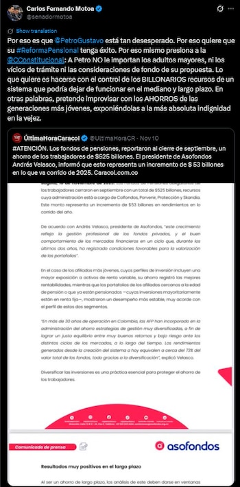 Carlos Fernando Motoa arremetió contra