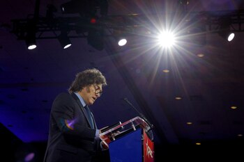 Argentina's President Javier Milei addresses