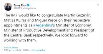 La felicitación del Fondo en