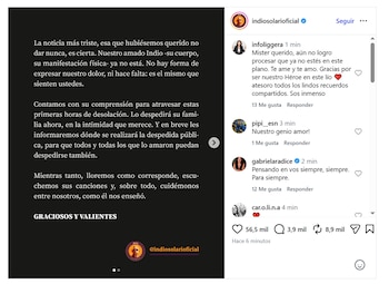 Posteo muerte Indio Solari