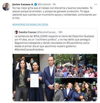 Javier Lozano respaldó a Sandra Cuevas