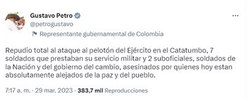 El mandatario expresó su repudio