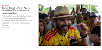 The New York Times reportó la victoria de Abelardo de la Espriella