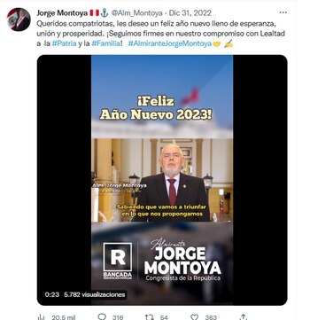 Tuit por Año Nuevo de Jorge Montoya.
