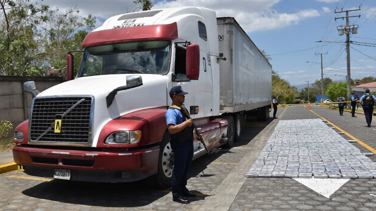Un hallazgo inesperado en la frontera reaviva la alerta regional sobre el tráfico. El conductor niega saber del cargamento y se profundiza la pesquisa por posibles cómplices (Foto cortesía Policía Nicaragua)