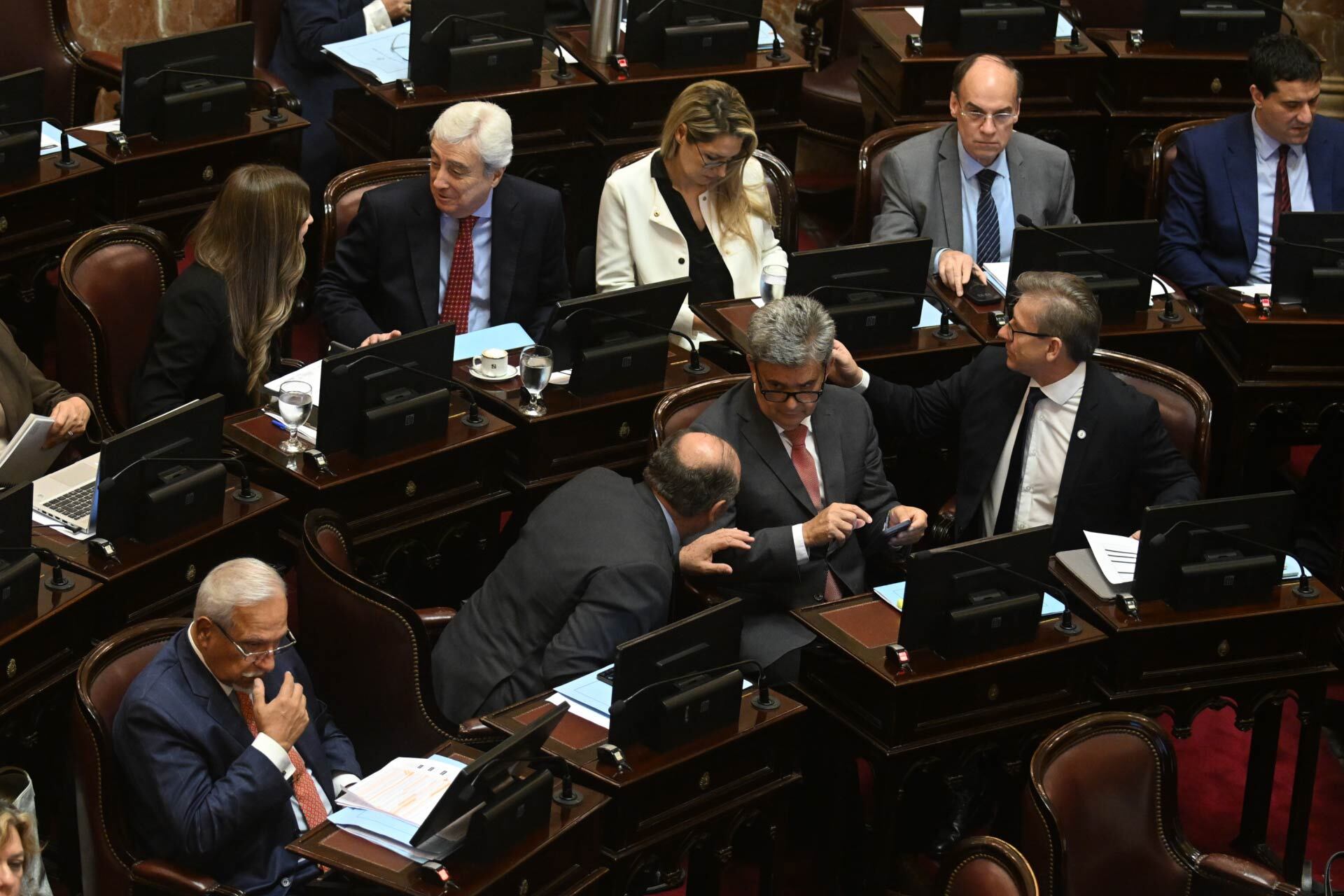 Senadores dialoguistas durante la sesión de hoy