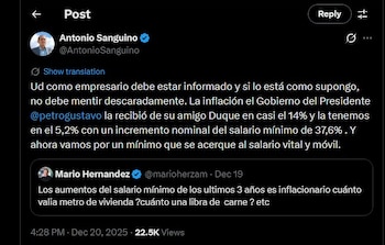 Antonio Sanguino contestó al mensaje