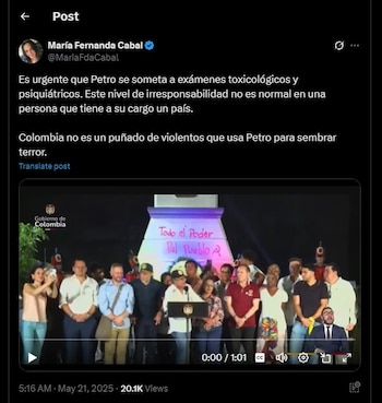 María Fernanda Cabal cuestionó el