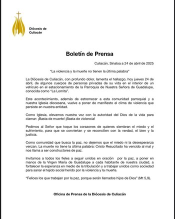 Diócesis de Culiacán sobre el