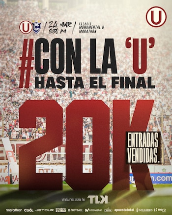 La 'U' informó que ya se vendieron 20 mil boletos para el duelo ante Cienciano por Liga 1. (Universitario)