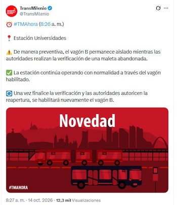 Las autoridades reforzaron la vigilancia en los principales puntos del transporte público - crédito @TransMilenio/X