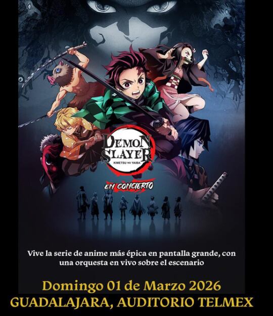 Demon Slayer tendrá concierto sinfónico en la Guadalajara, Jalisco. Foto: X/@auditoriotelmex.