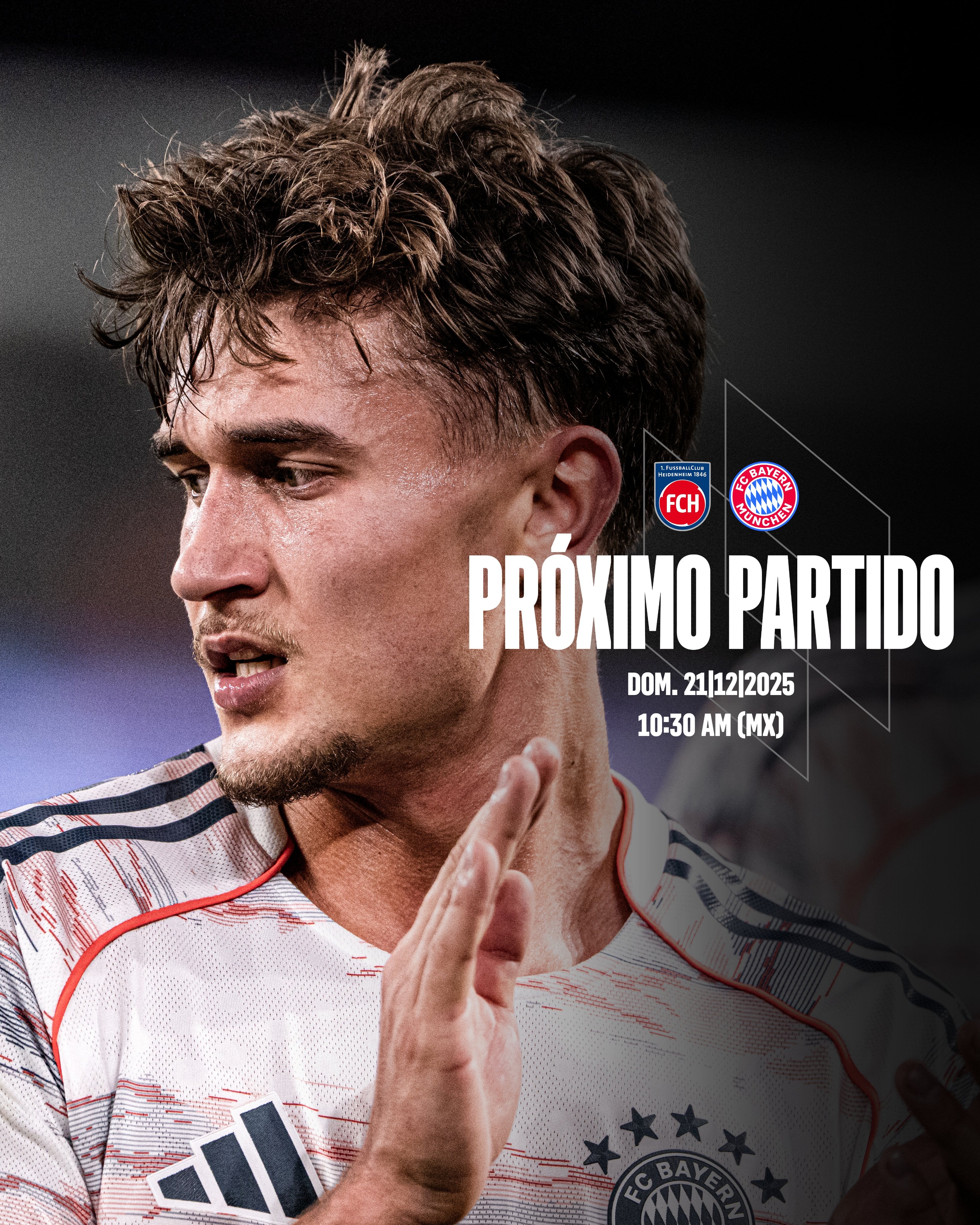 Afiche del Bayern Múnich anunciando el partidos vs. Heidenheim en la fecha 15 de la Bundesliga - crédito Bayern Múnich