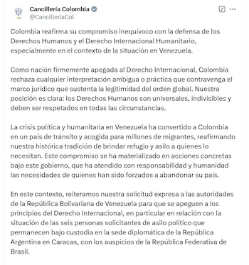 Comunicado de la Cancillería de